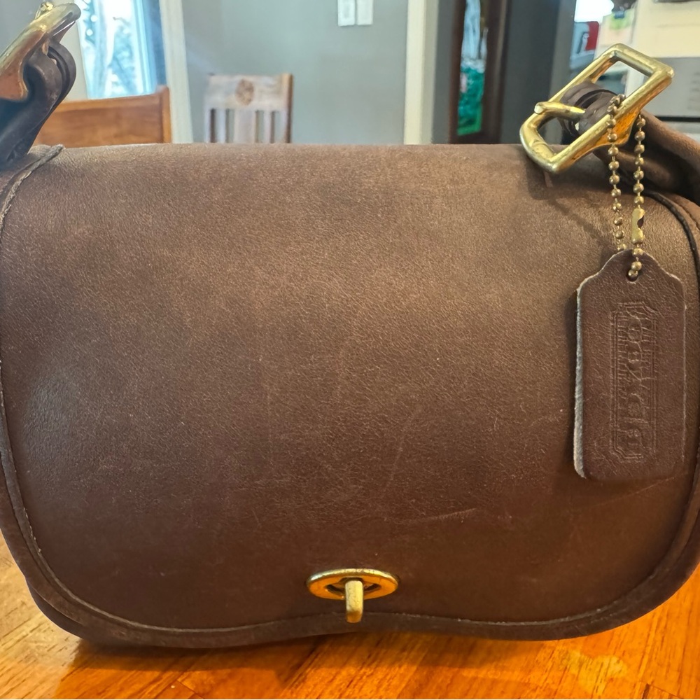 VINTAGE COACH LEGACY BAG 9965 in dark brown leather flap shoulder purse